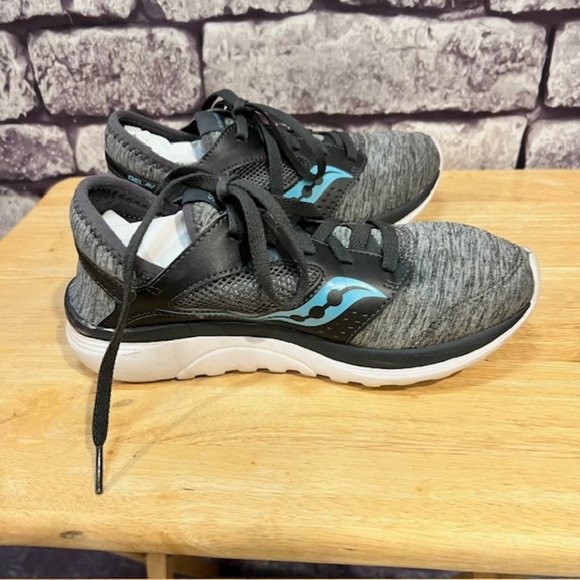 Saucony Gray & Black Heathered Lace Up Sneakers Size 7 - Picture 3 of 8